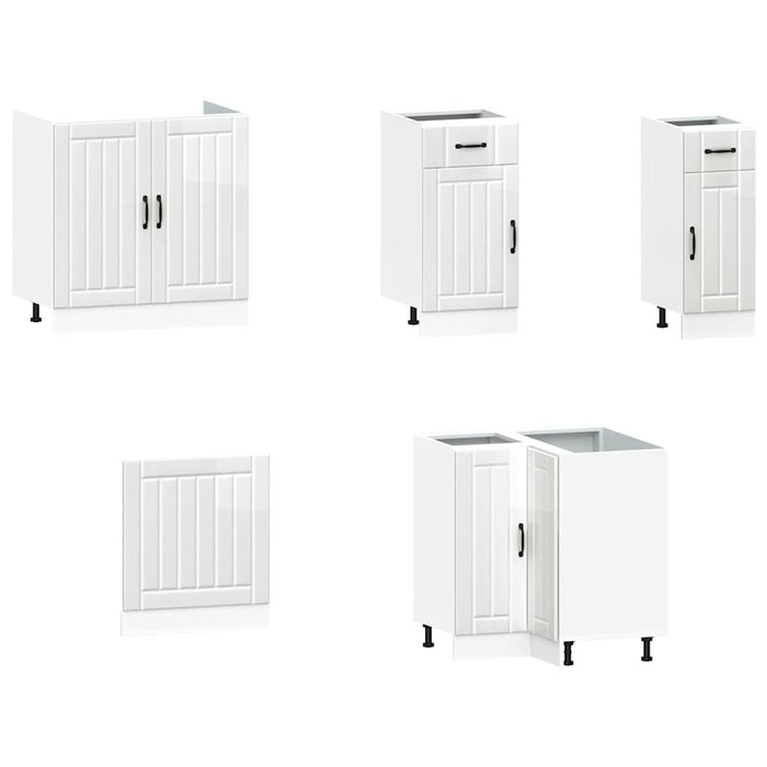 Set Mobili da Cucina 11 pz Kalmar Bianchi Lucido in Truciolato