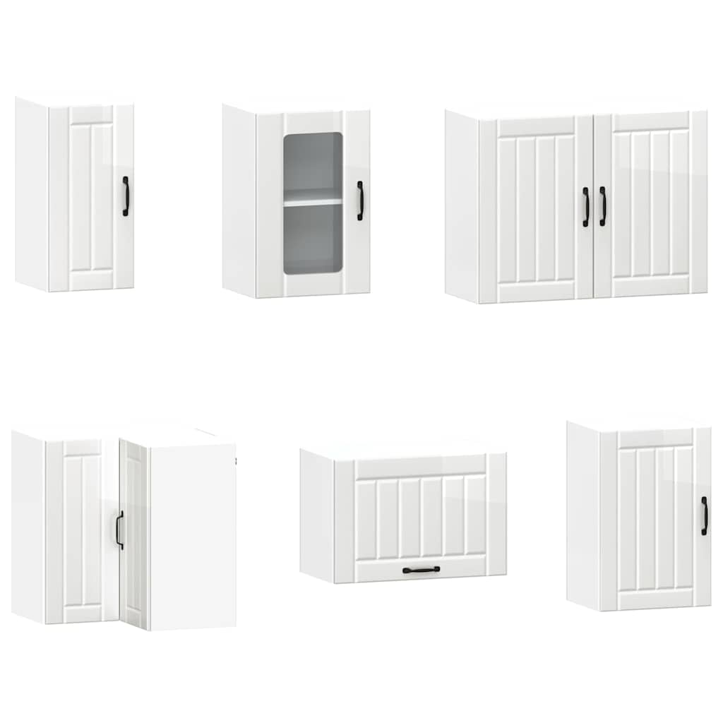 Set Mobili da Cucina 11 pz Kalmar Bianchi Lucido in Truciolato