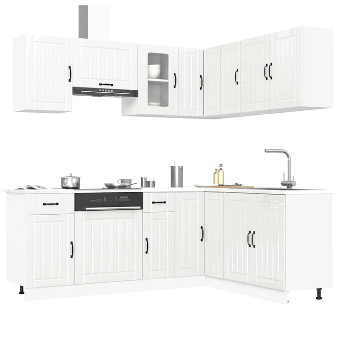 Set Mobili da Cucina 11 pz Kalmar Bianchi Lucido in Truciolato 3314943
