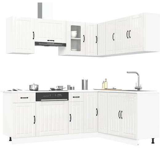 Set Mobili da Cucina 11 pz Kalmar Bianchi Lucido in Truciolato