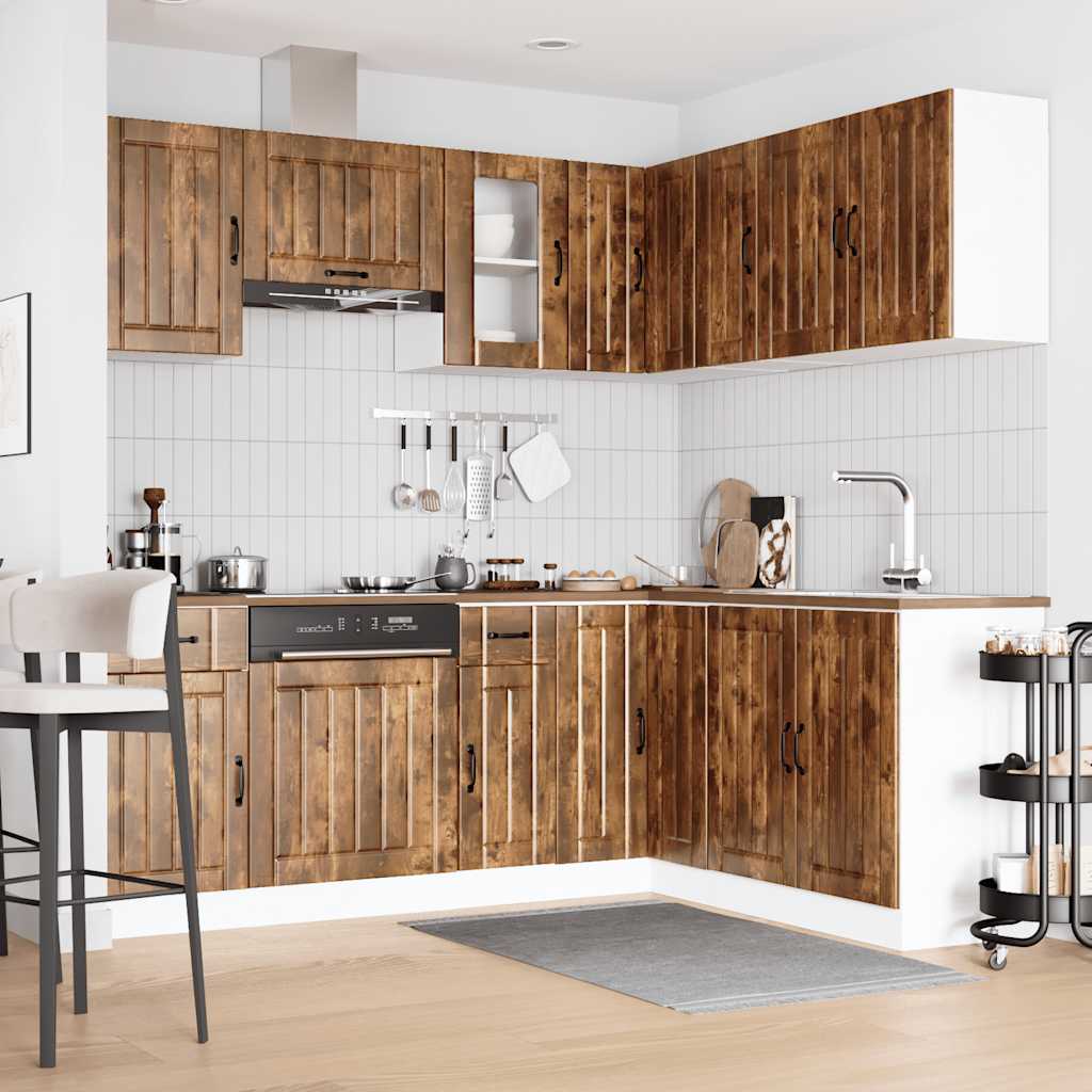 vidaXL Set Mobili da Cucina 11 pz Kalmar Rovere Fumo Legno Multistrato