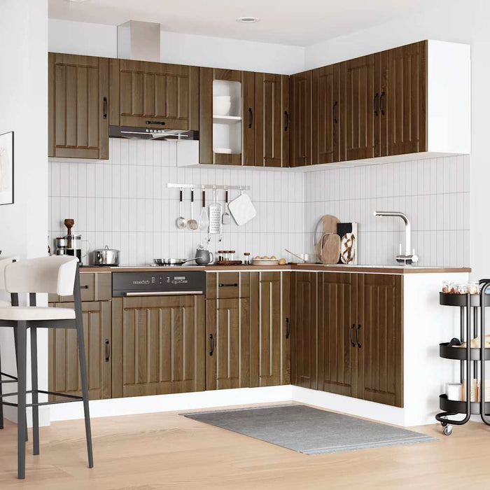 Set Mobili da Cucina 11 pz Kalmar Rovere Marrone in Truciolato