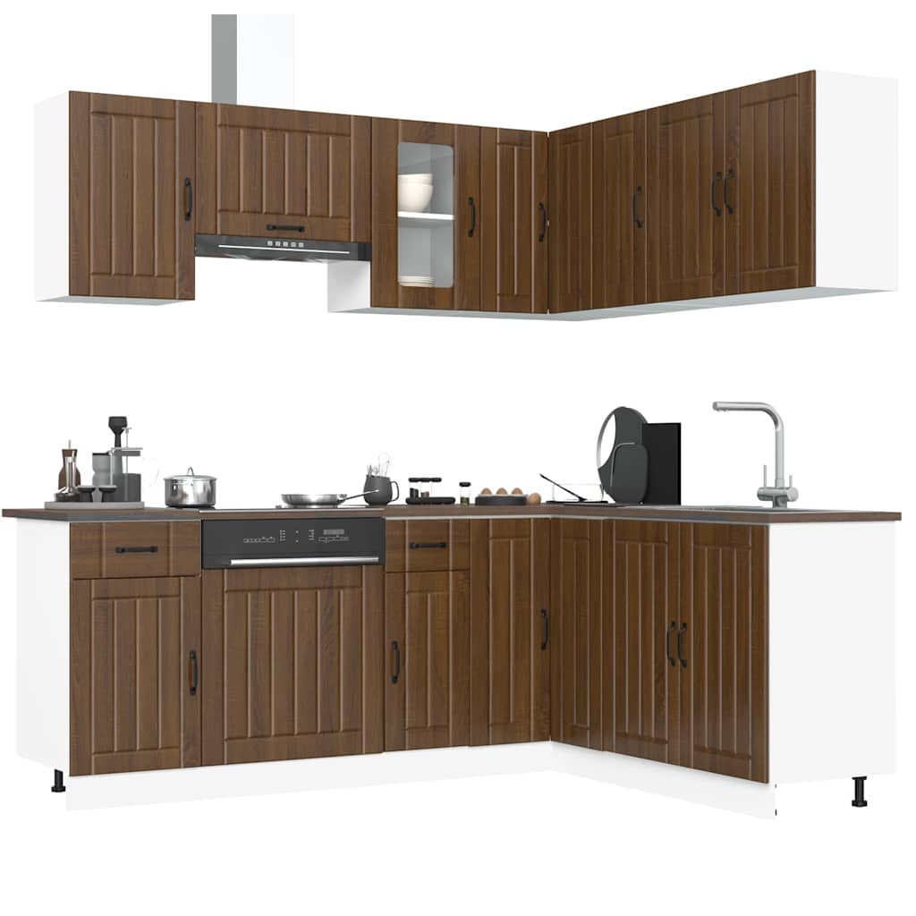 Set Mobili da Cucina 11 pz Kalmar Rovere Marrone in Truciolato