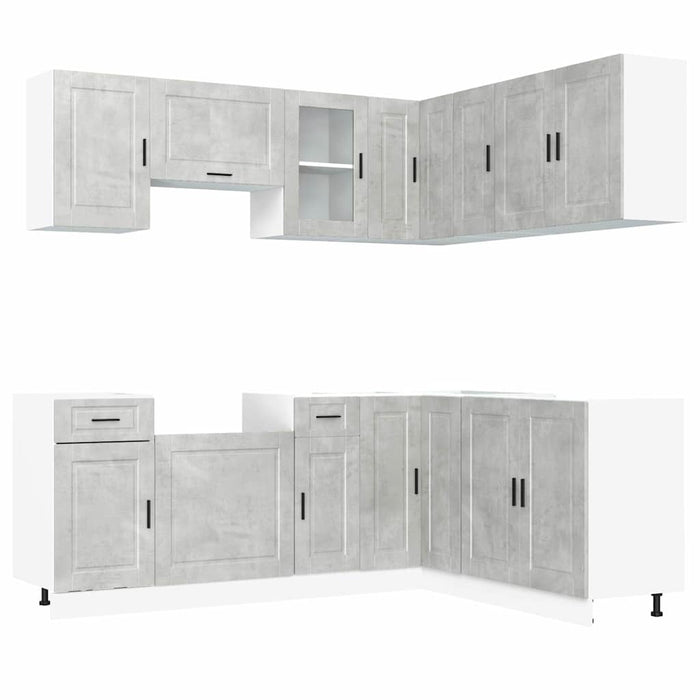 Set Mobili da Cucina 11 pz Porto Grigio Cemento in Truciolato 3314965