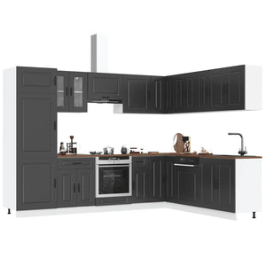 Set Mobili da Cucina 14 pz Kalmar Neri Legno Multistrato 3314972