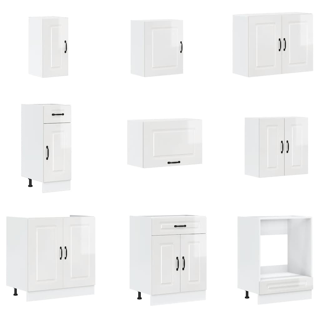 Set Mobili da Cucina 14 pz Kalmar Bianchi Lucido in Truciolato 3314973