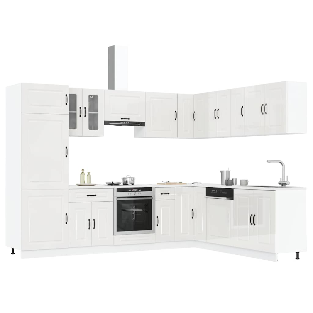 vidaXL Set Mobili da Cucina 14 pz Kalmar Bianchi Lucido in Truciolato