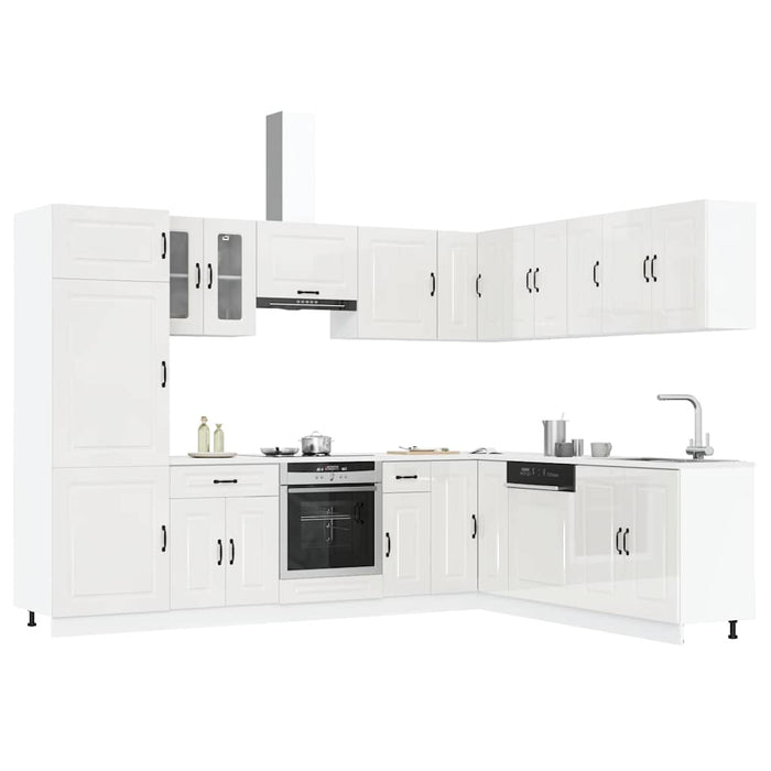 Set Mobili da Cucina 14 pz Kalmar Bianchi Lucido in Truciolato 3314973