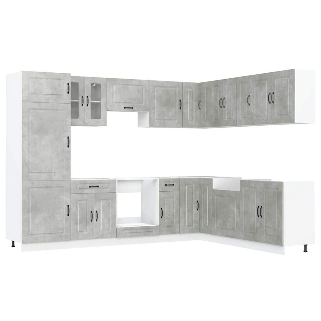 Set Mobili da Cucina 14 pz Kalmar Grigio Cemento in Truciolato 3314975
