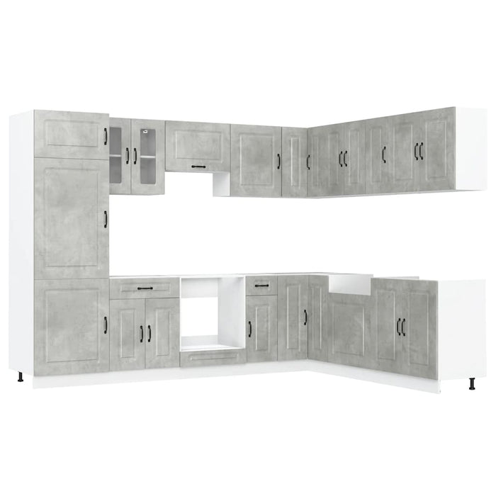 Set Mobili da Cucina 14 pz Kalmar Grigio Cemento in Truciolato 3314975