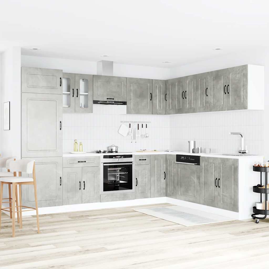 Set Mobili da Cucina 14 pz Kalmar Grigio Cemento in Truciolato 3314975