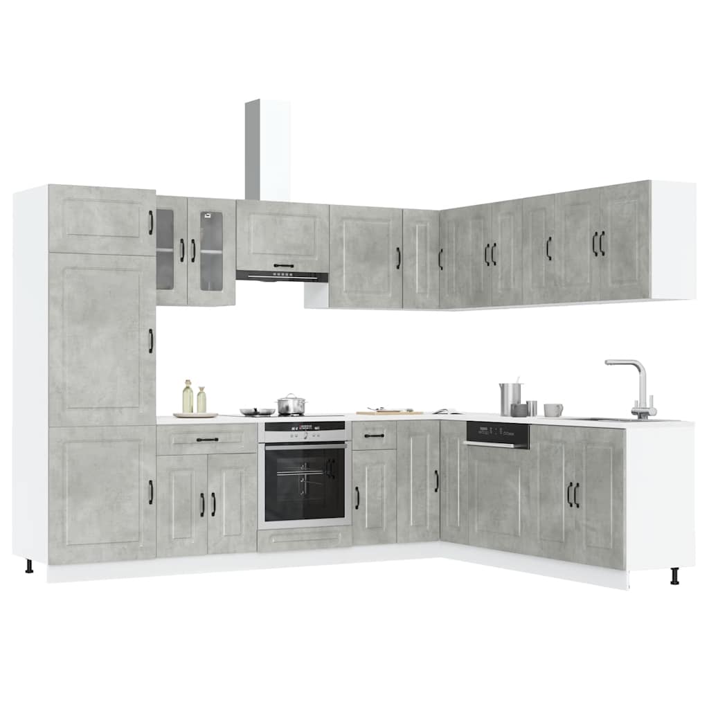 Set Mobili da Cucina 14 pz Kalmar Grigio Cemento in Truciolato 3314975