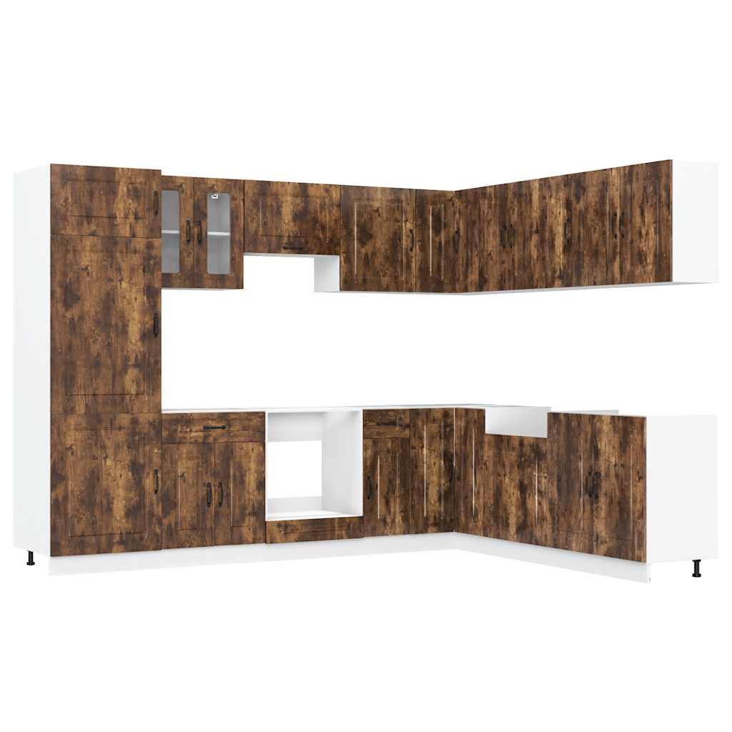 Set Mobili da Cucina 14 pz Kalmar Rovere Fumo Legno Multistrato 3314976