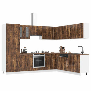 Set Mobili da Cucina 14 pz Kalmar Rovere Fumo Legno Multistrato 3314976