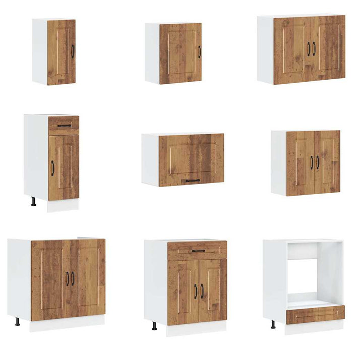Set Mobili da Cucina 14 pz Kalmar Legno Vecchio in Truciolato 3314979