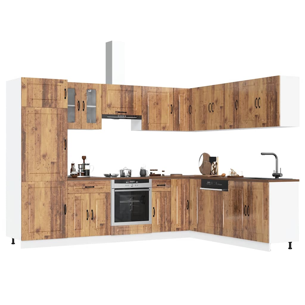 Set Mobili da Cucina 14 pz Kalmar Legno Vecchio in Truciolato 3314979