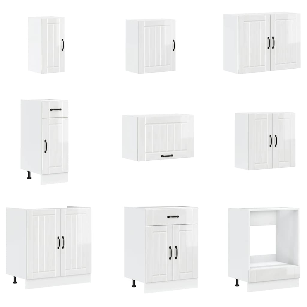 Set Mobili da Cucina 14 pz Lucca Bianchi Lucido in Truciolato