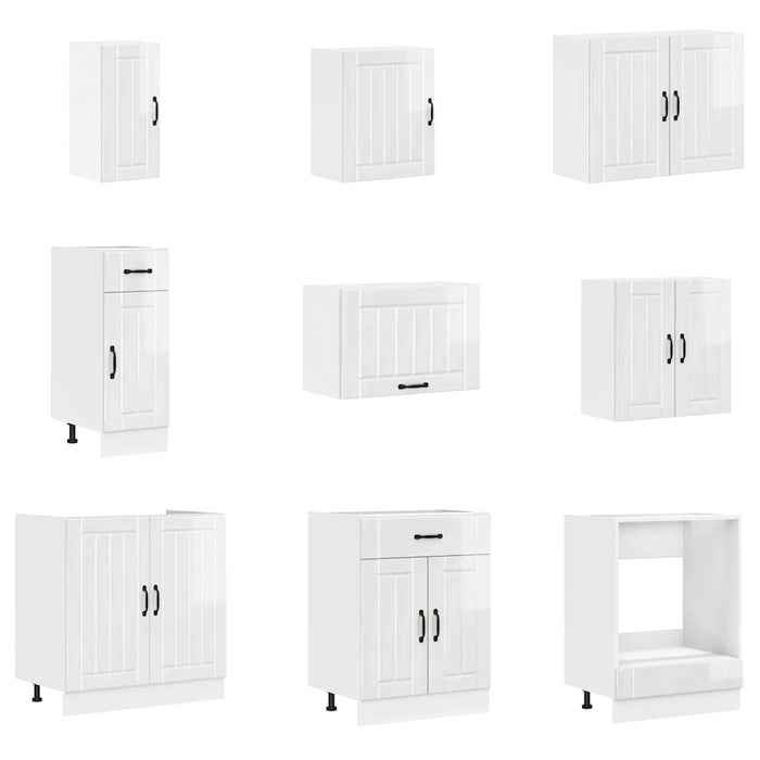 Set Mobili da Cucina 14 pz Lucca Bianchi Lucido in Truciolato