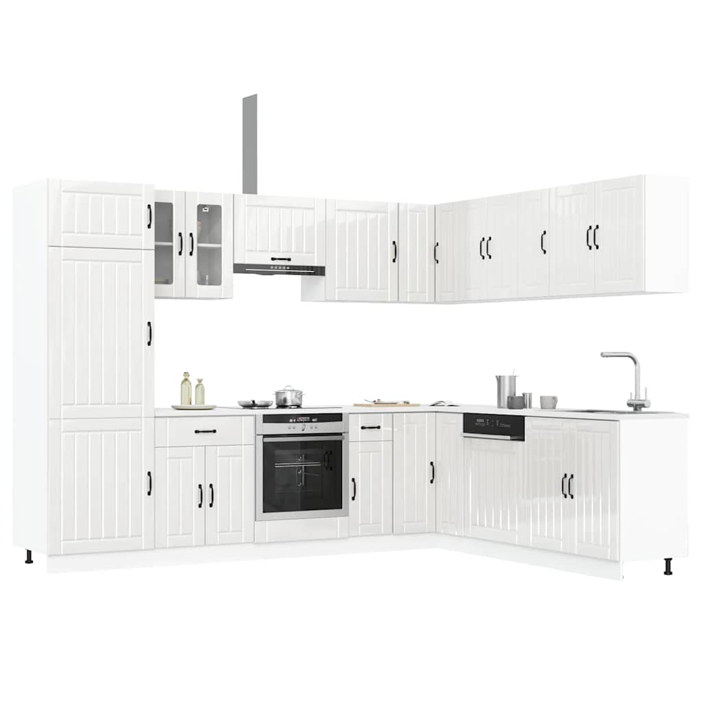 Set Mobili da Cucina 14 pz Lucca Bianchi Lucido in Truciolato