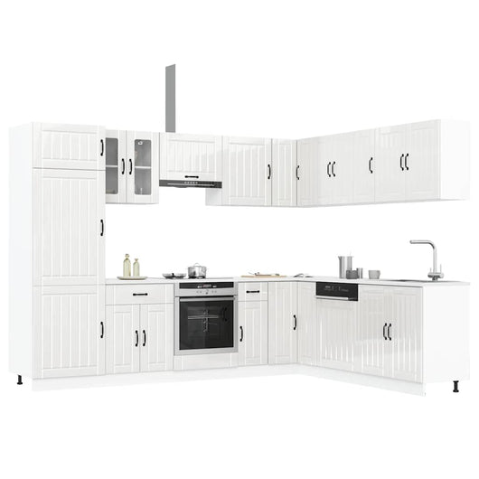 Set Mobili da Cucina 14 pz Lucca Bianchi Lucido in Truciolato