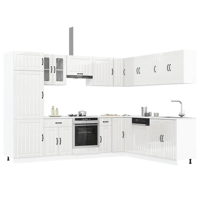 Set Mobili da Cucina 14 pz Lucca Bianchi Lucido in Truciolato 3314983