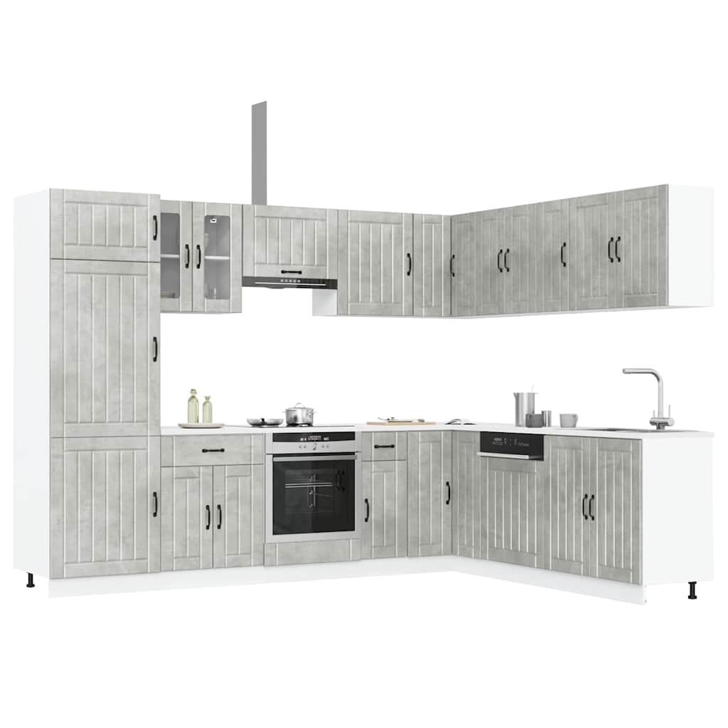 Set Mobili da Cucina 14 pz Lucca Grigio Cemento in Truciolato 3314985