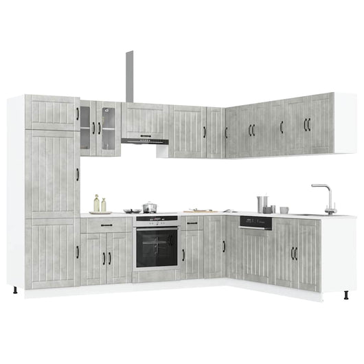 Set Mobili da Cucina 14 pz Lucca Grigio Cemento in Truciolato 3314985