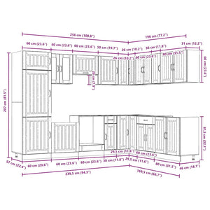 vidaXL Set Mobili da Cucina 14 pz Lucca Rovere Fumo in Truciolato
