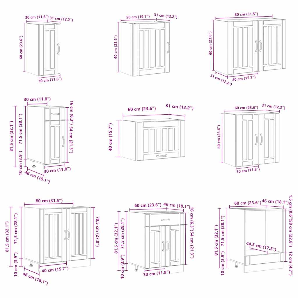 vidaXL Set Mobili da Cucina 14 pz Lucca Rovere Fumo in Truciolato