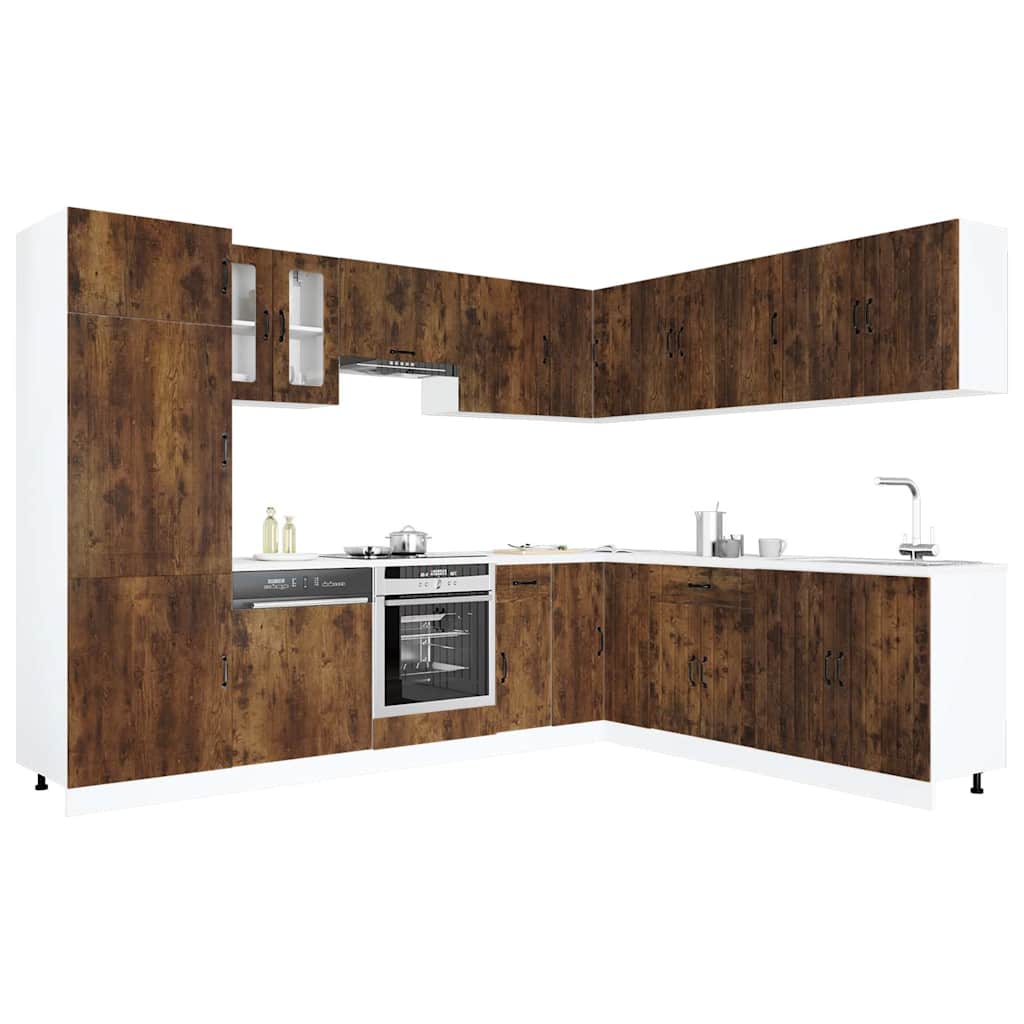 vidaXL Set Mobili da Cucina 14 pz Lucca Rovere Fumo in Truciolato