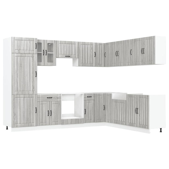 vidaXL Set Mobili da Cucina 14 pz Lucca Grigio Sonoma in Truciolato