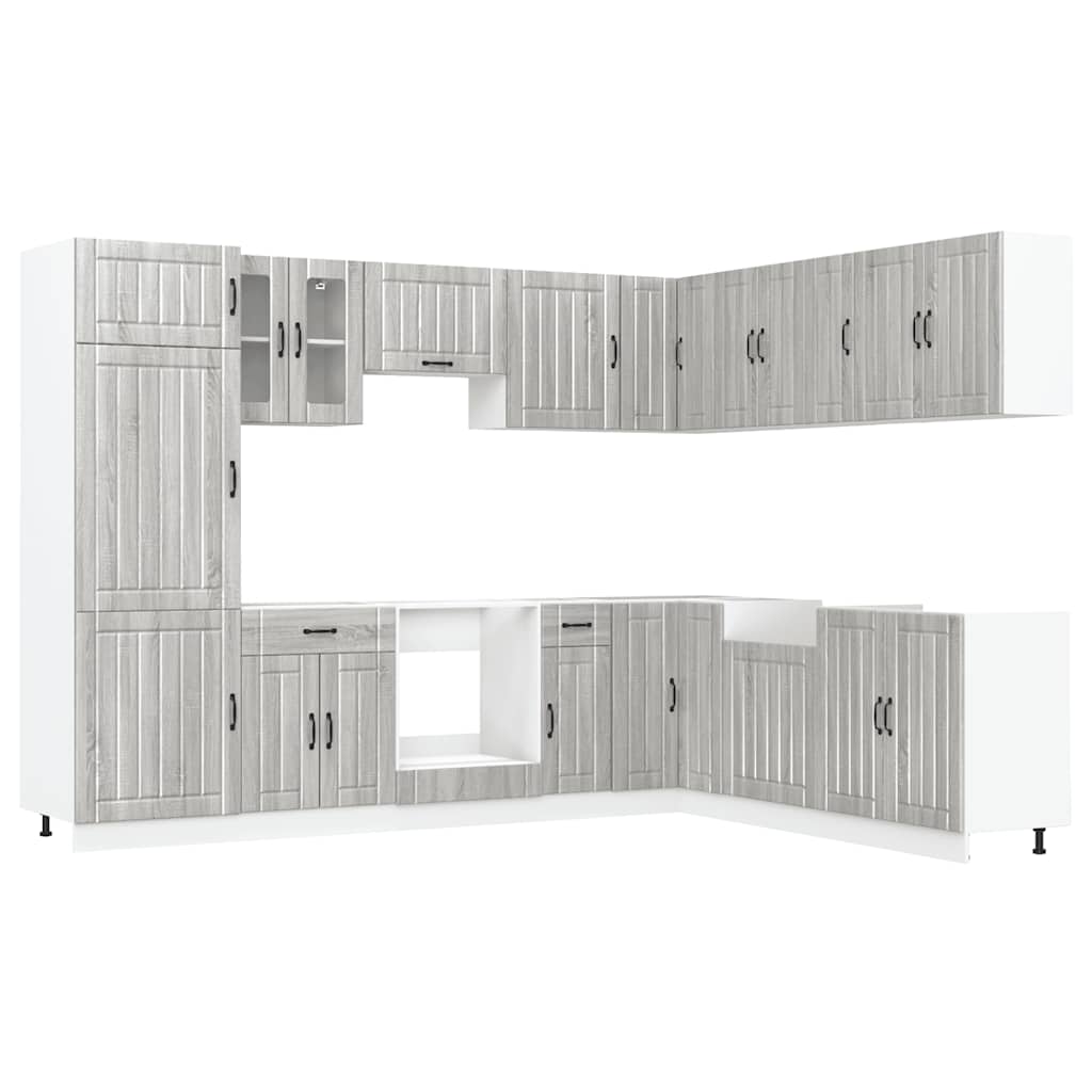 Set Mobili da Cucina 14 pz Lucca Grigio Sonoma in Truciolato 3314987