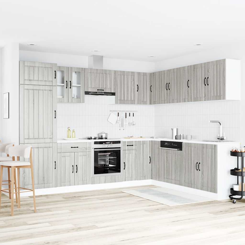 Set Mobili da Cucina 14 pz Lucca Grigio Sonoma in Truciolato 3314987