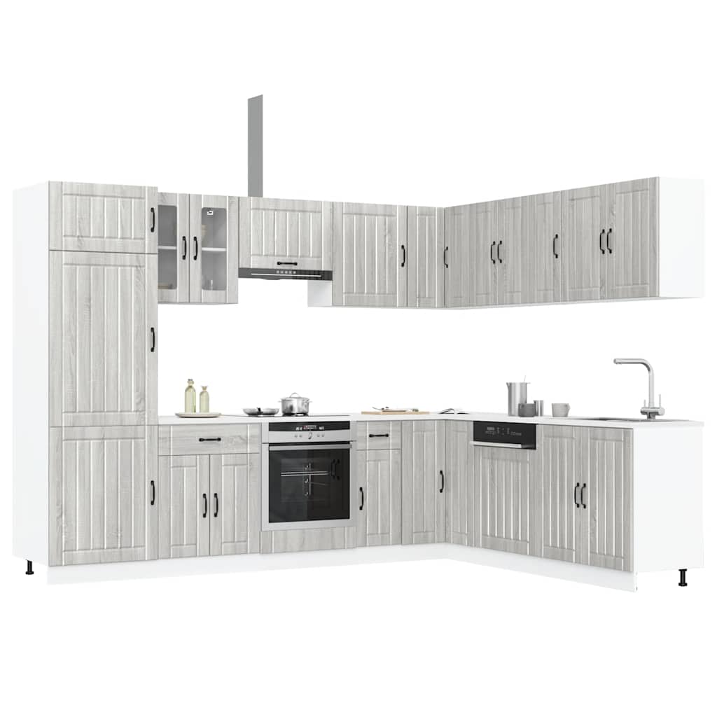 vidaXL Set Mobili da Cucina 14 pz Lucca Grigio Sonoma in Truciolato