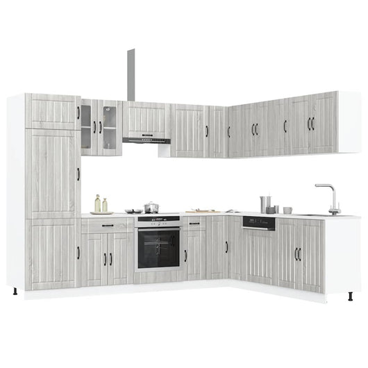 vidaXL Set Mobili da Cucina 14 pz Lucca Grigio Sonoma in Truciolato