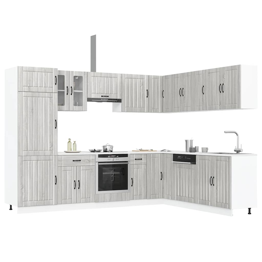 Set Mobili da Cucina 14 pz Lucca Grigio Sonoma in Truciolato 3314987