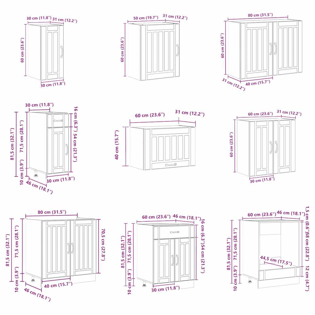 Set Mobili da Cucina 14 pz Lucca Rovere Artigianale Truciolato 3314990