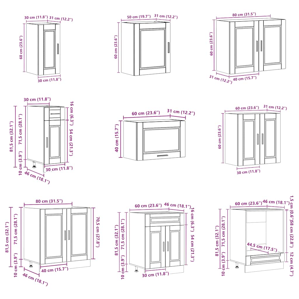 Set Mobili da Cucina 14 pz Porto Bianchi Legno Multistrato 3314991