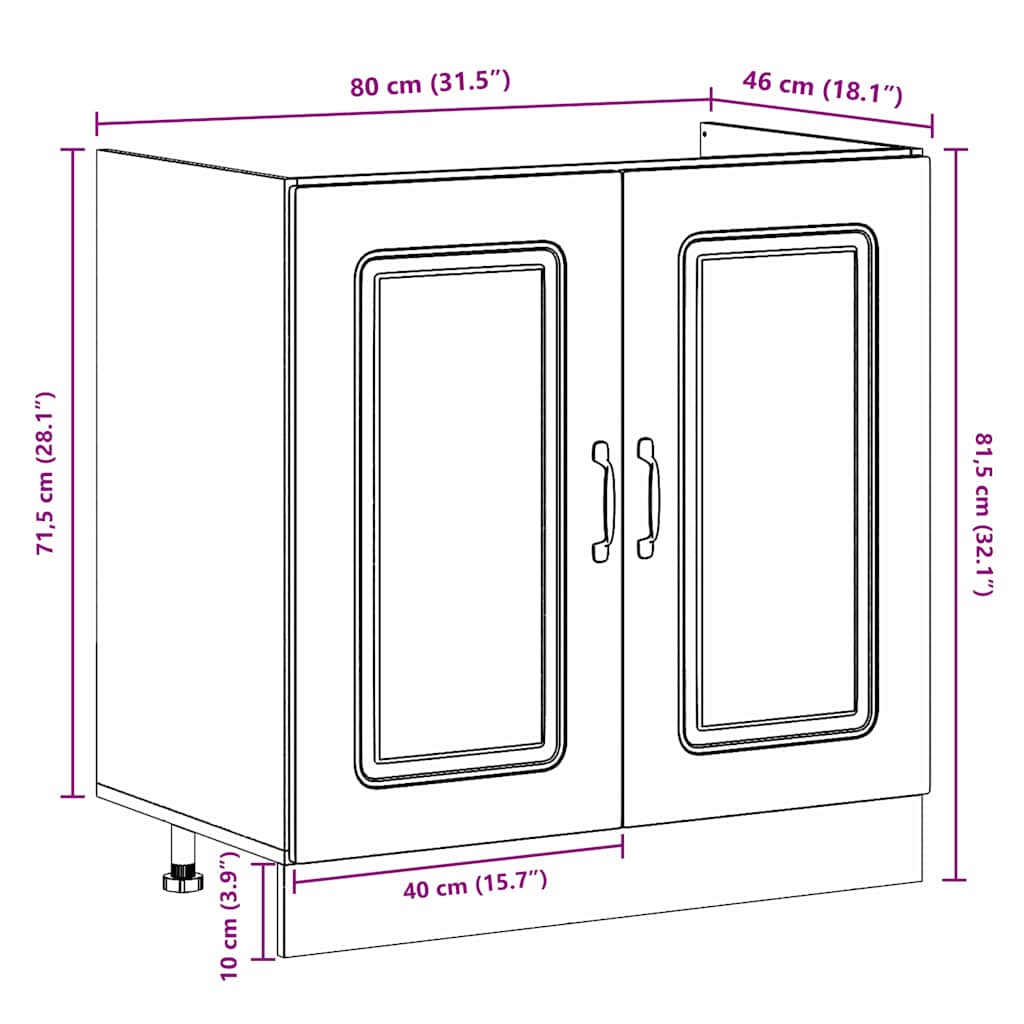 Mobile da cucina Kalmar 2 pcs Marrone 80 x 46 x 81.5 cm 3315004