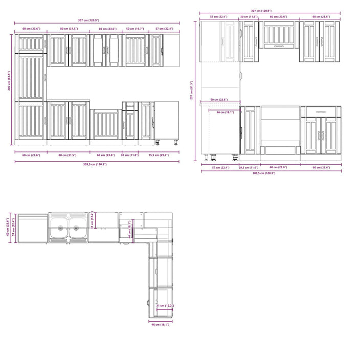 Mobile da cucina con porta Lucca Rovere fumé 80 x 46 x 81,5 cm 3315016