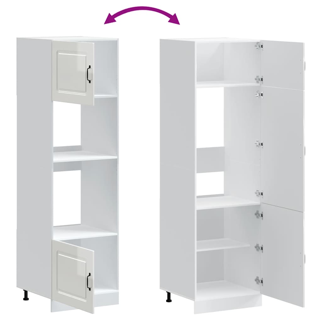 Armadi Forno 2 pz Kalmar Bianchi Lucido in Legno Multistrato 3315033