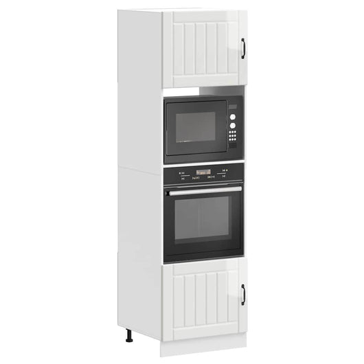 Armadi Forno 2 pz Lucca Bianchi Lucido in Legno Multistrato 3315043