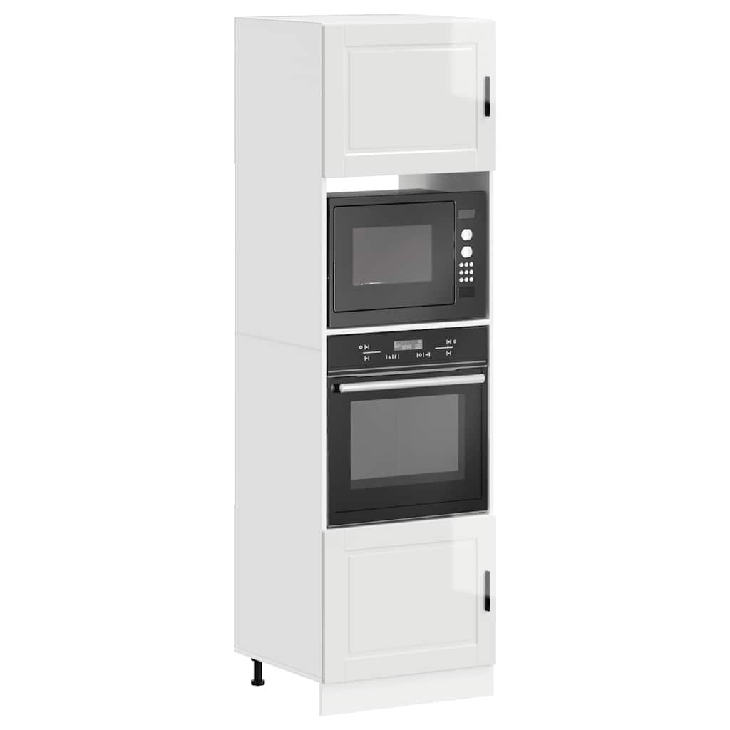 Armadi Forno 2 pz Porto Bianchi Lucido in Legno Multistrato 3315053