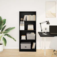 Libreria Nera 60x24x143 cm in Legno Multistrato 857813