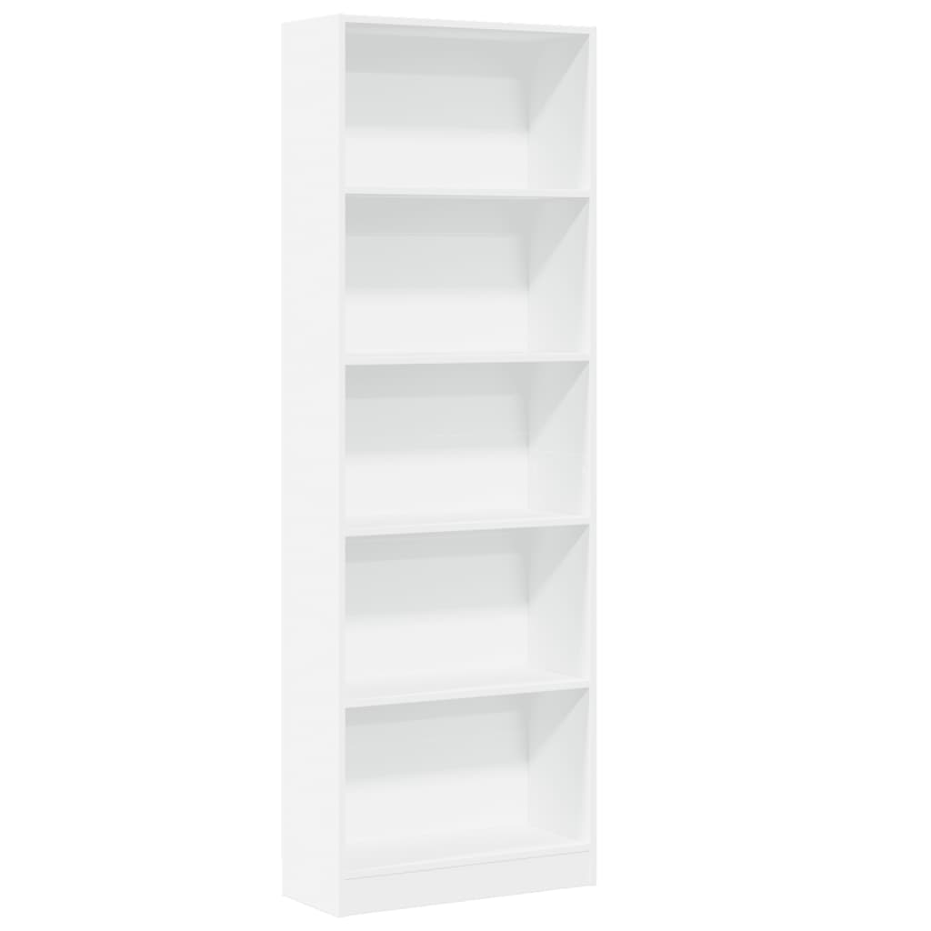 Libreria Bianca 60x24x176 cm in Legno Massello 857821