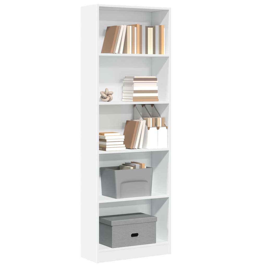 Libreria Bianca 60x24x176 cm in Legno Massello 857821