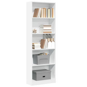 Libreria Bianca 60x24x176 cm in Legno Massello 857821