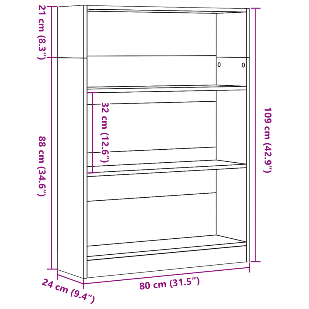 Libreria Legno Antico 80x24x109 cm in Legno Multistrato 857842