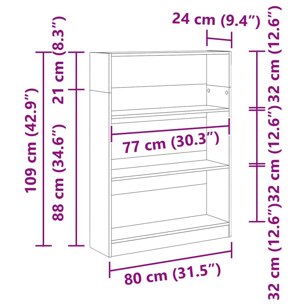 Libreria Legno Antico 80x24x109 cm in Legno Multistrato 857842