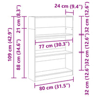 Libreria Legno Antico 80x24x109 cm in Legno Multistrato 857842